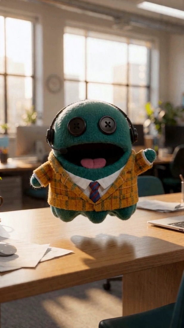 Yappa's suited ghost manager at his desk, ready to take your calls.